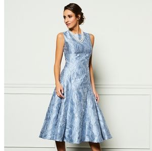 Carmen Marc Valvo Blue Fit and Flare Dress Size 2